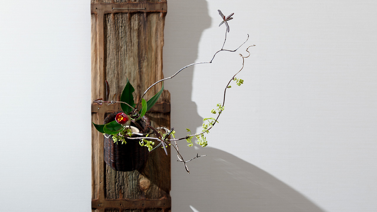 Put Flowers in the Hanging Bamboo Flower Basket