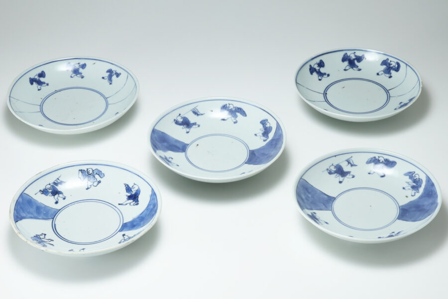 Kosometsuke Dish with Design of Chinese Boys（5 Pieces / Ming Dynasty）-1