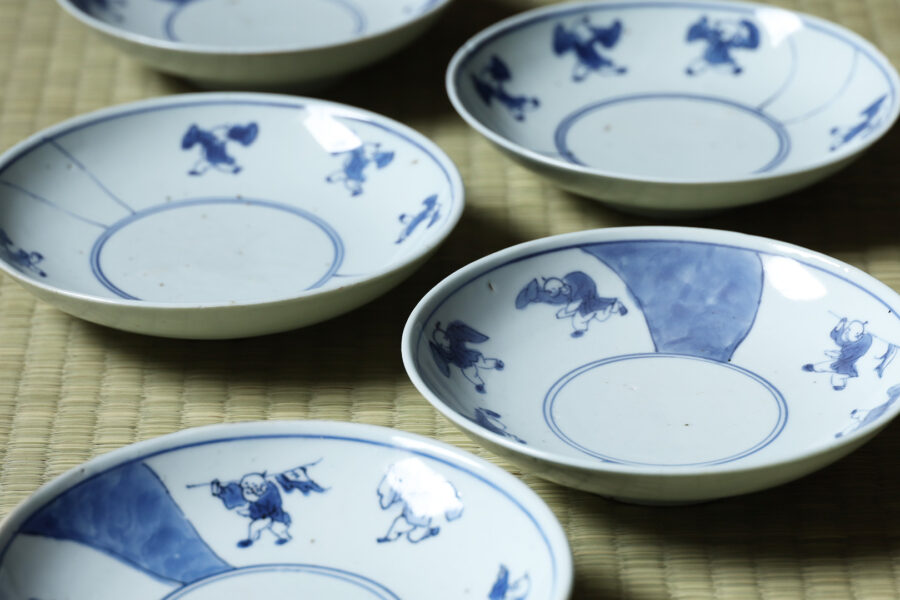 Kosometsuke Dish with Design of Chinese Boys（5 Pieces / Ming Dynasty）