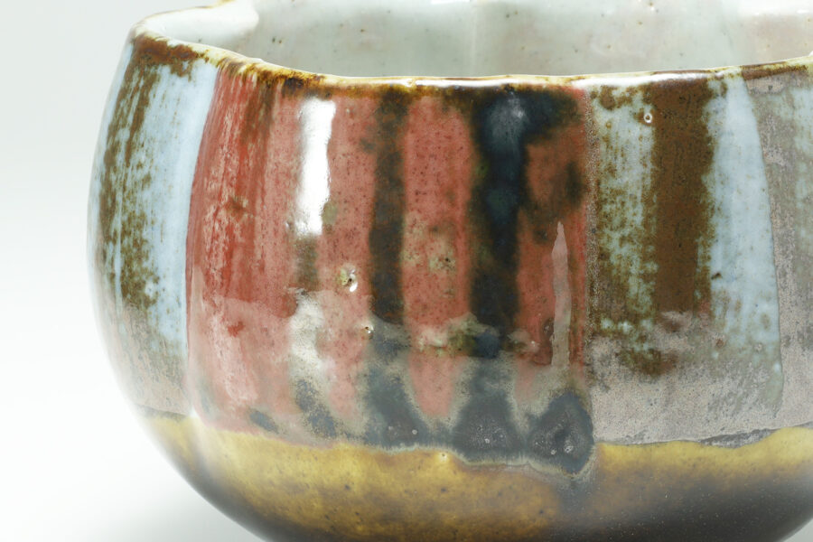 Copper Red and Cobalt Blue Melon shaped Bowl（Kanjiro Kawai）-2