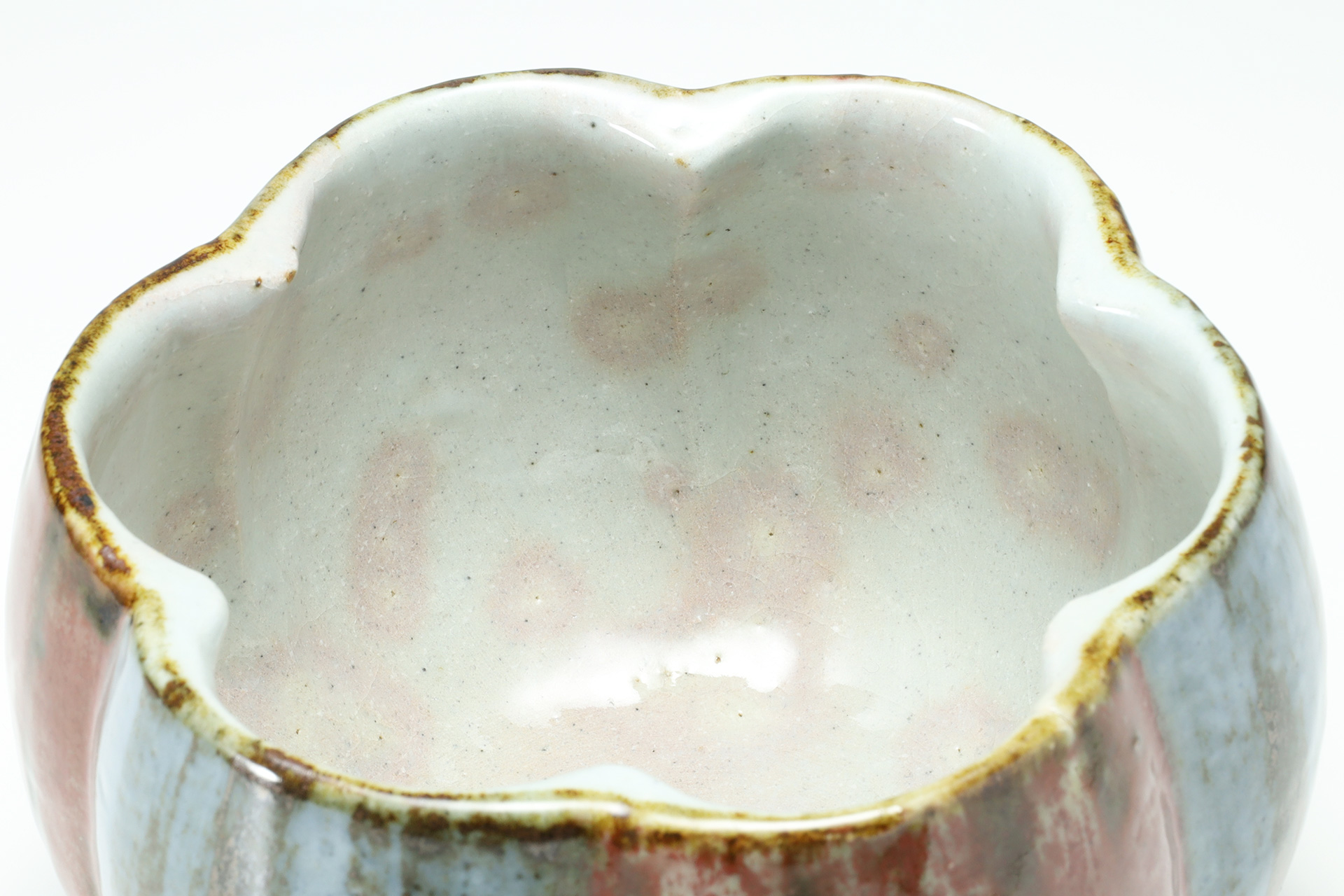 Copper Red and Cobalt Blue Melon shaped Bowl（Kanjiro Kawai）-4