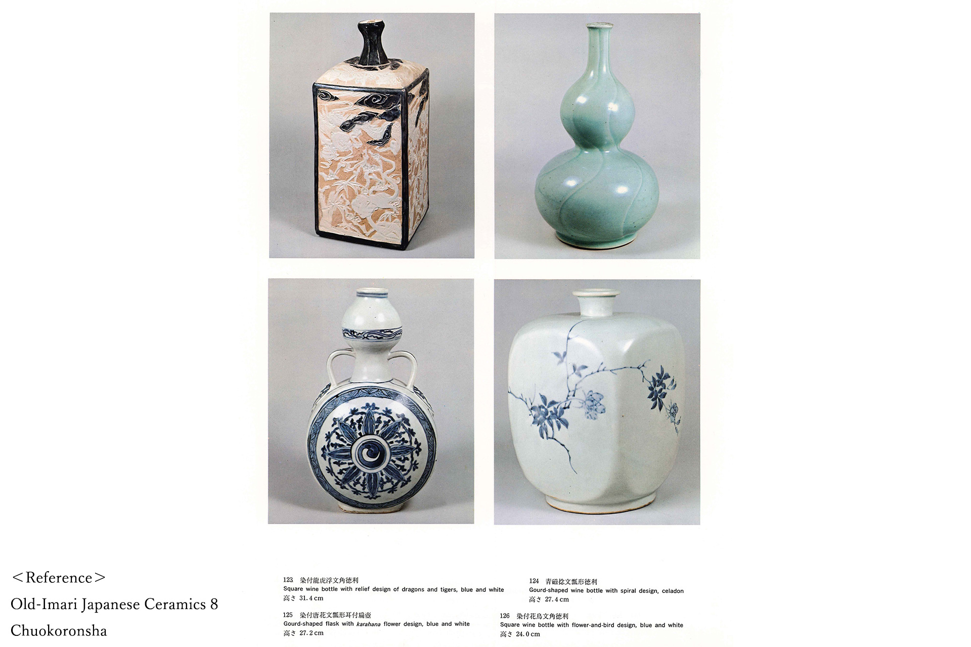 Old-Kutani Cobalt Blue glaze Gourd shaped Bottle（Edo Period）-14