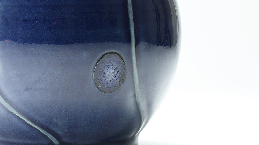 Old-Kutani Cobalt Blue glaze Gourd shaped Bottle（Edo Period）-4