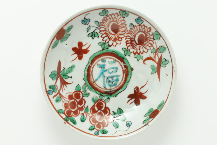 Gosu-Akae Dish with Design of Bird and Flower（5 Pieces / Ming Dynasty）-12