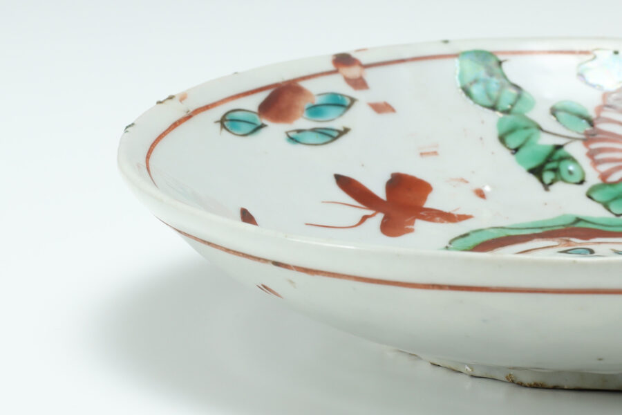 Gosu-Akae Dish with Design of Bird and Flower（5 Pieces / Ming Dynasty）-9