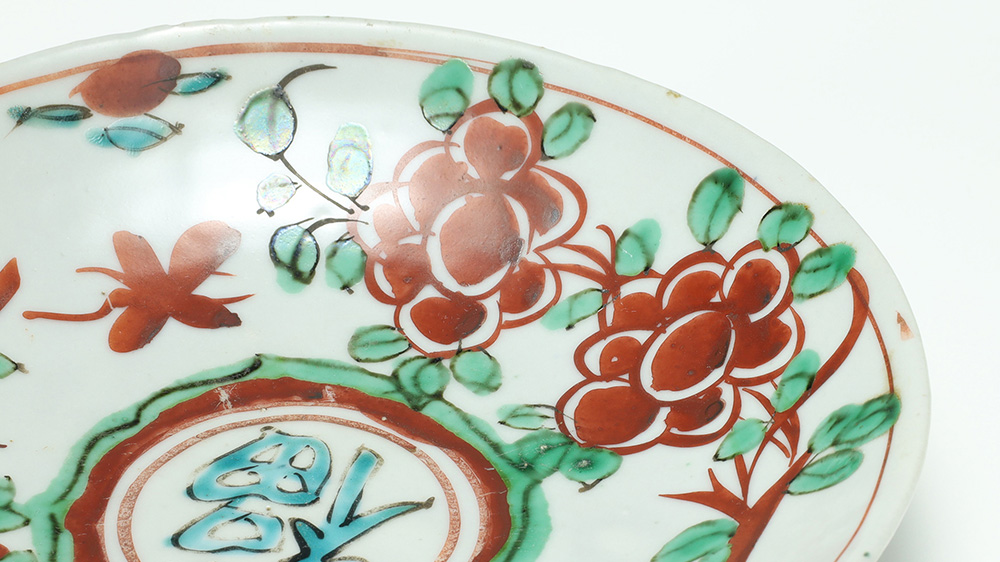Gosu-Akae Dish with Design of Bird and Flower（5 Pieces / Ming Dynasty）-3