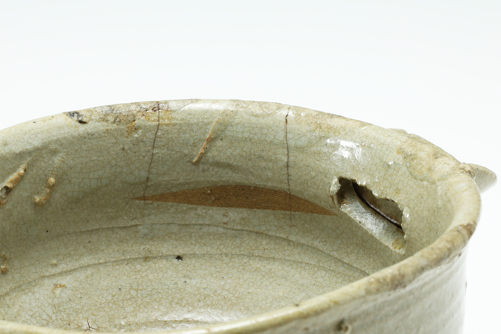 E-Garatsu Spouted Bowl with Design of Grass（Momoyama-Edo Period）-6