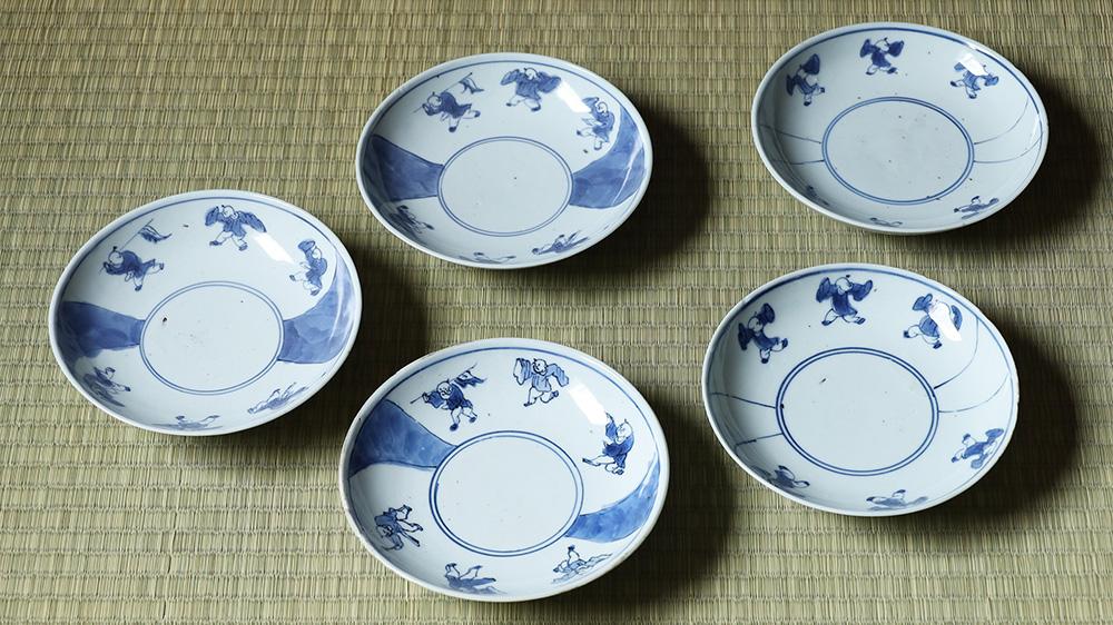 Kosometsuke Dish with Design of Chinese Boys（5 Pieces / Ming Dynasty）-1