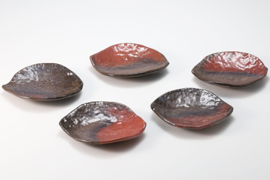 Red Raku Small Dish（5 Pieces / Morimitsu Hosokawa）