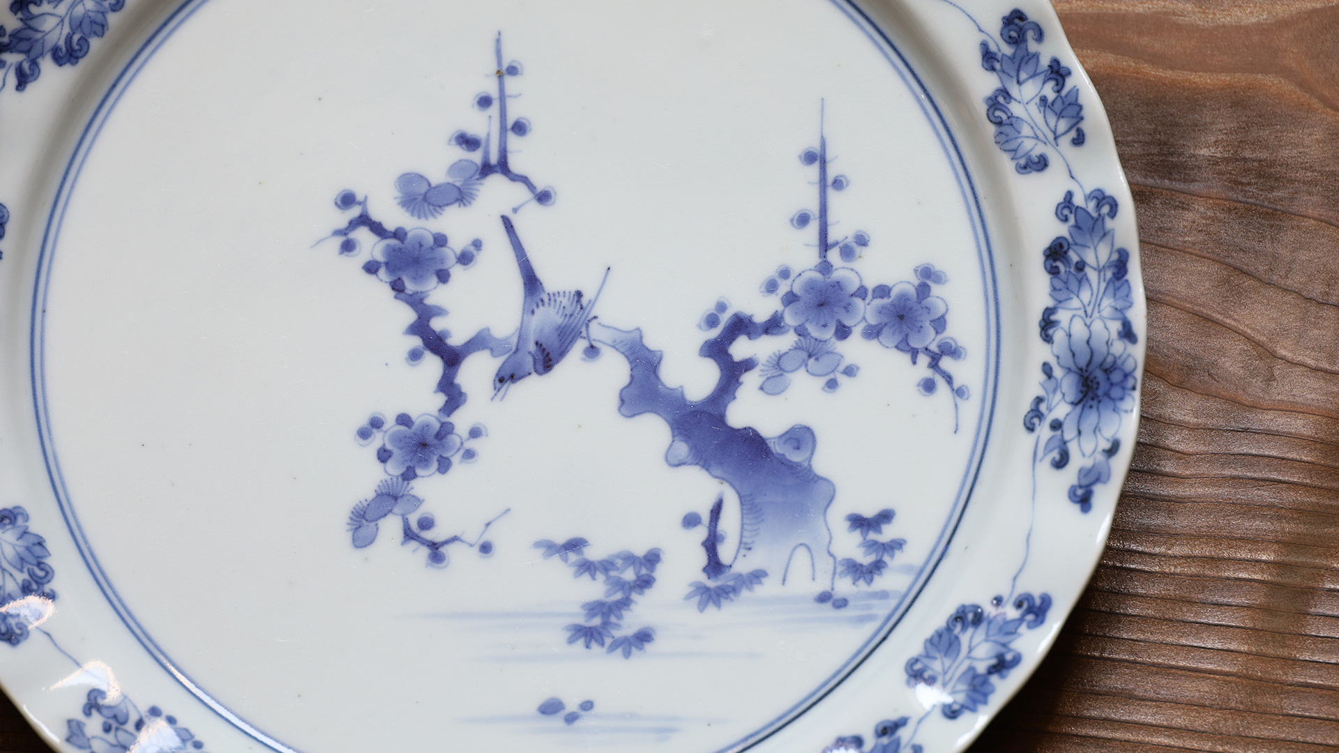 Old-Kakiemon Dish with Design of Plum and Nightingale（Edo Period）-y1