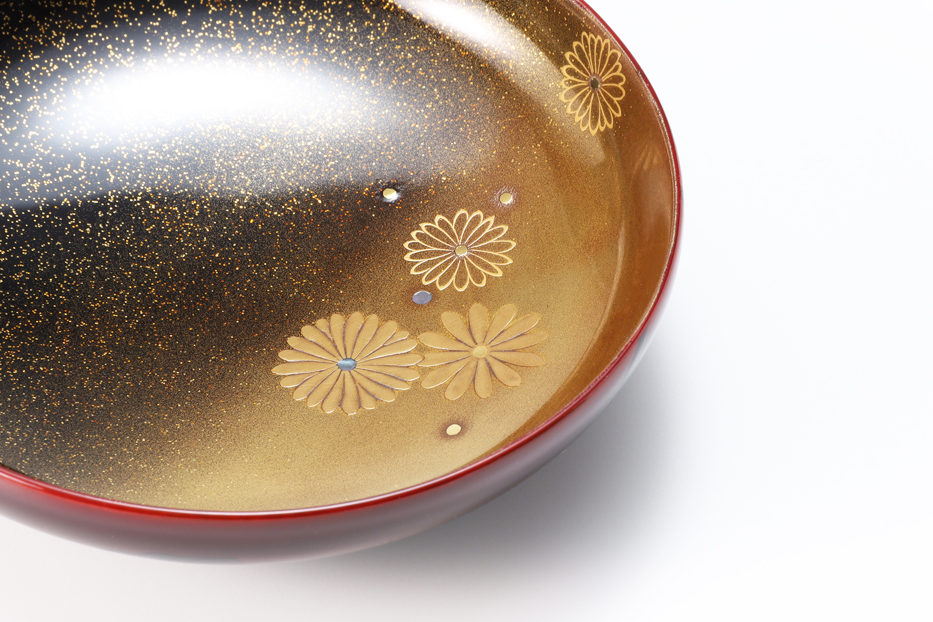 Wajima lacquer Bowl with Design of Chrysanthemum and Paulownia（5 Pieces / Junichi Hakose）-6