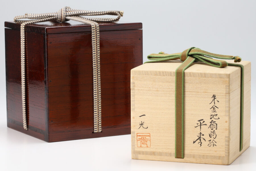 Makie Flat Tea Caddy with Design of Fan（2th Ikko Kiyose）-12