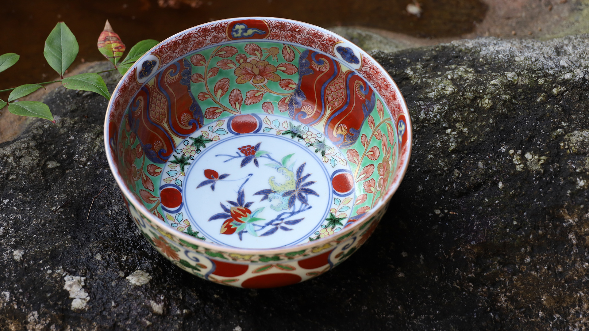 古伊万里色絵三果文鉢（江戸時代）-y1