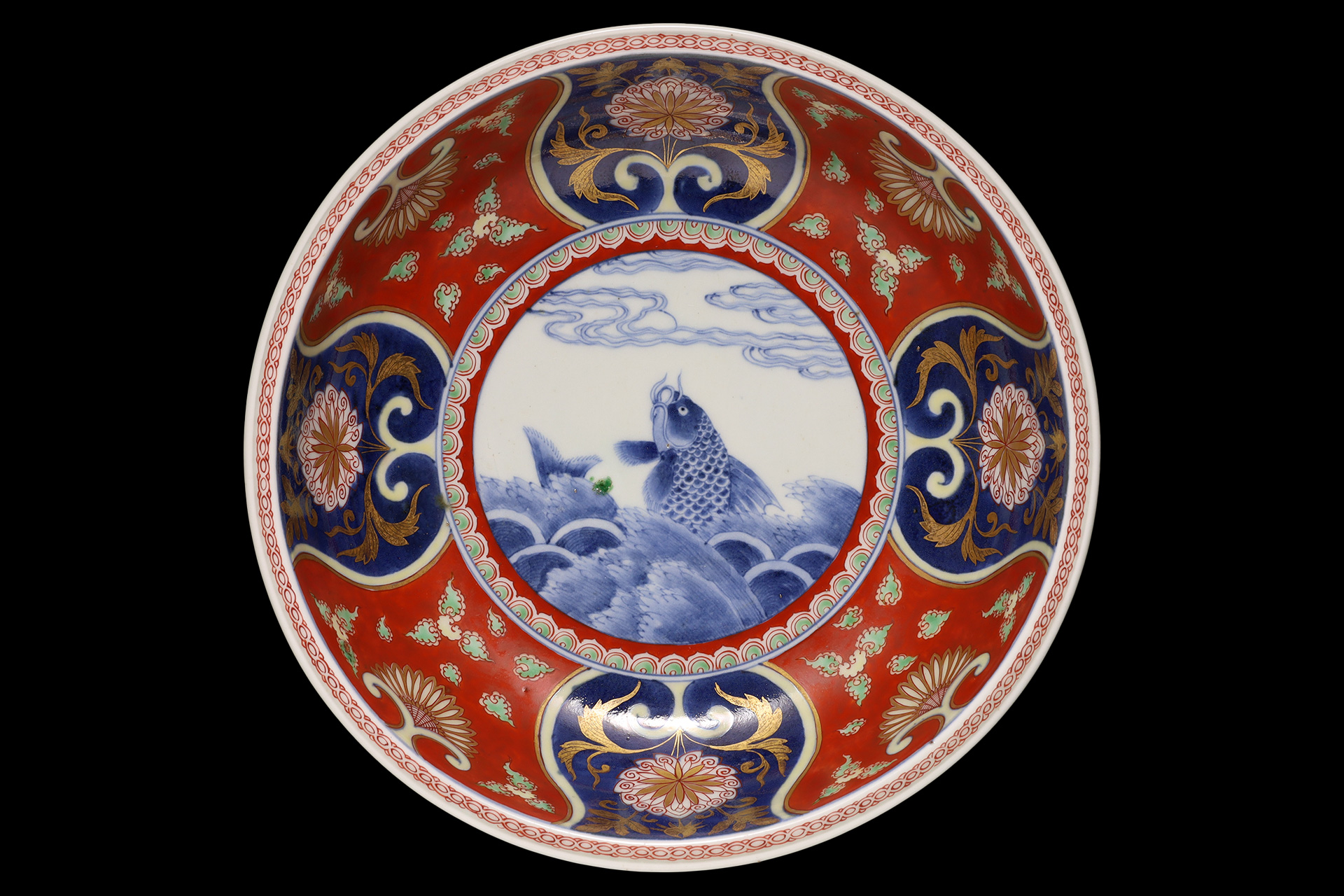 古伊万里色絵荒磯文鉢（江戸時代）-1