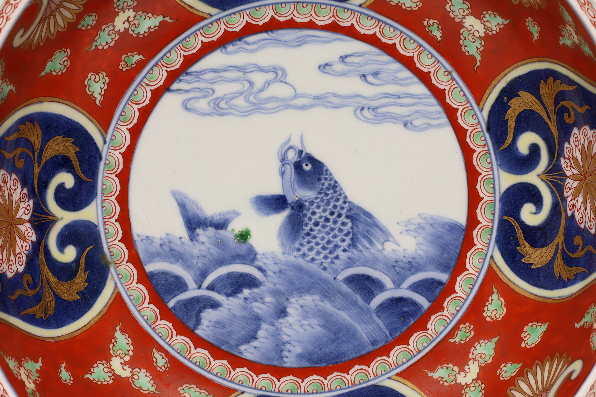 古伊万里色絵荒磯文鉢（江戸時代）-3