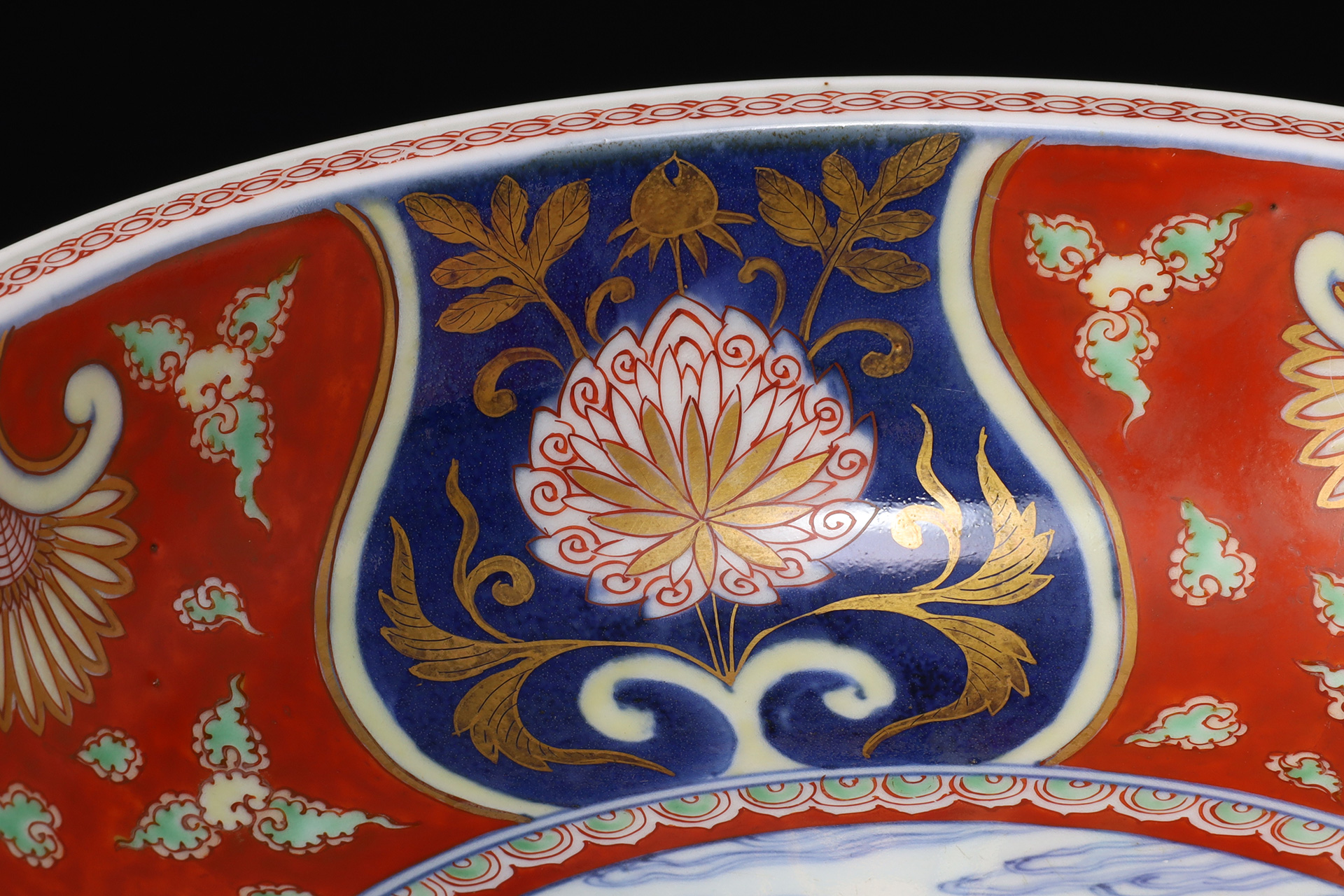古伊万里色絵荒磯文鉢（江戸時代）-4