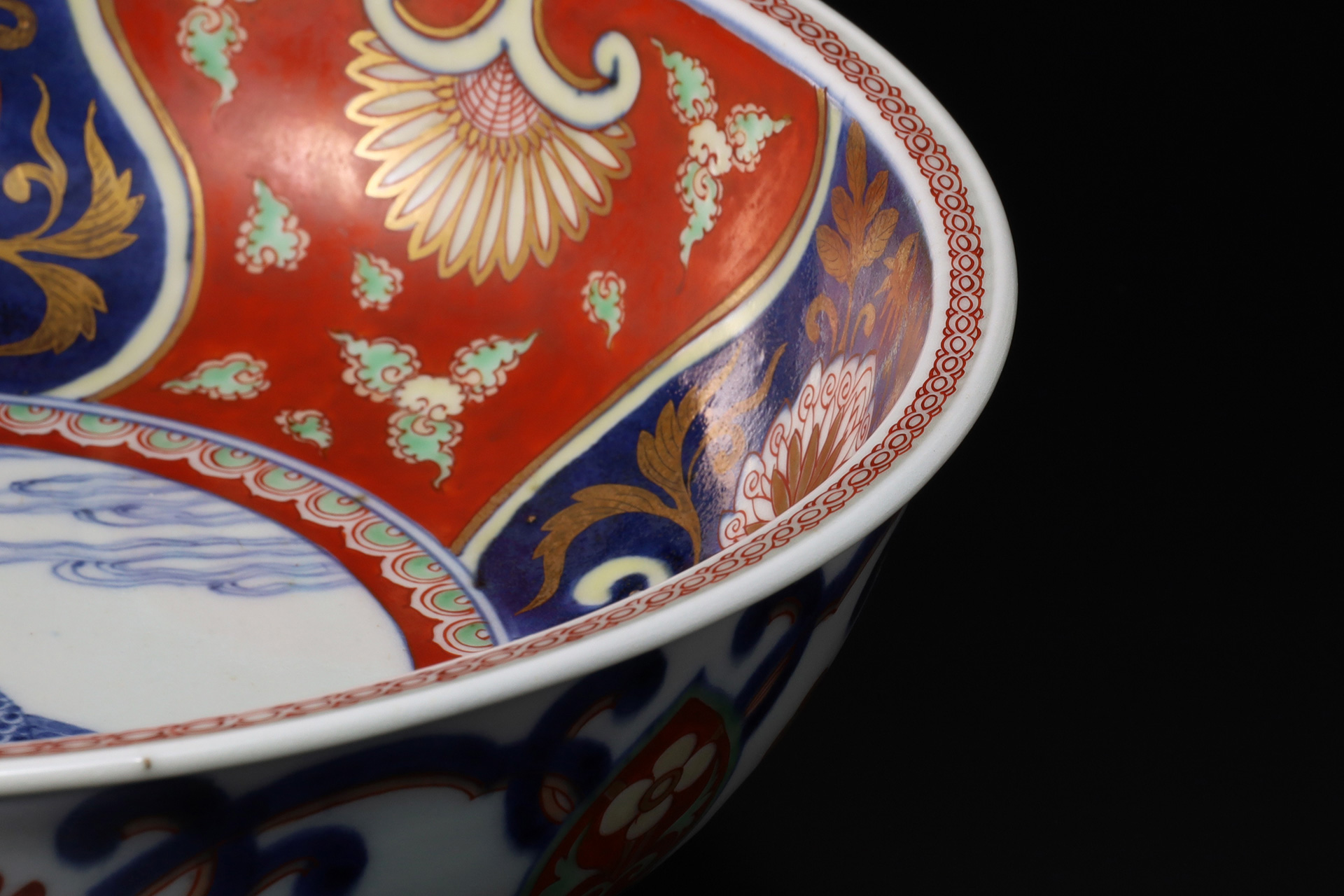 古伊万里色絵荒磯文鉢（江戸時代）-6