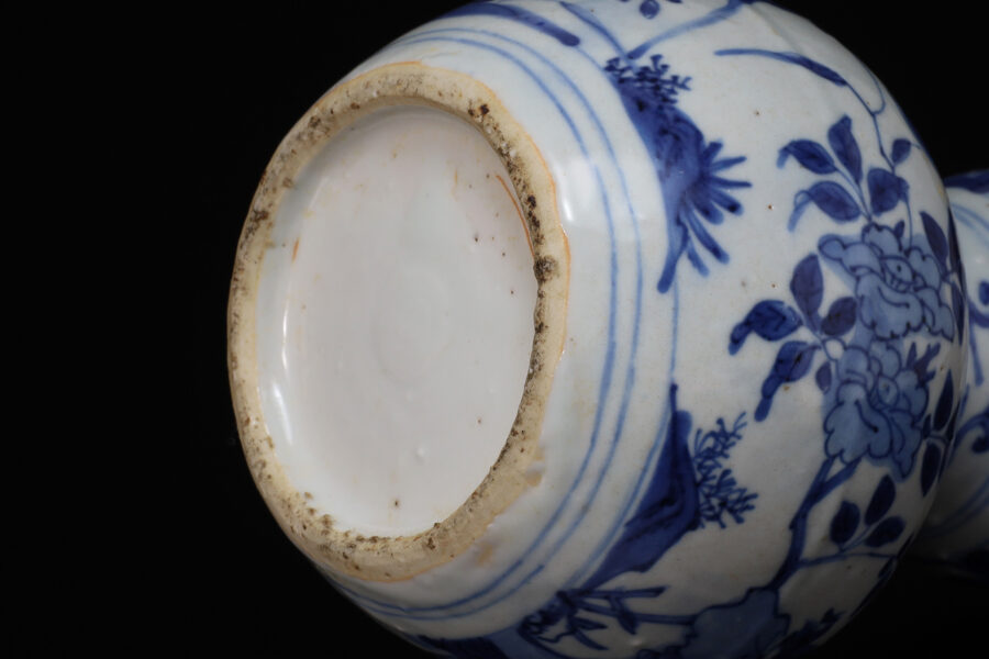 古染付花鳥文瓢形徳利（明時代）-10