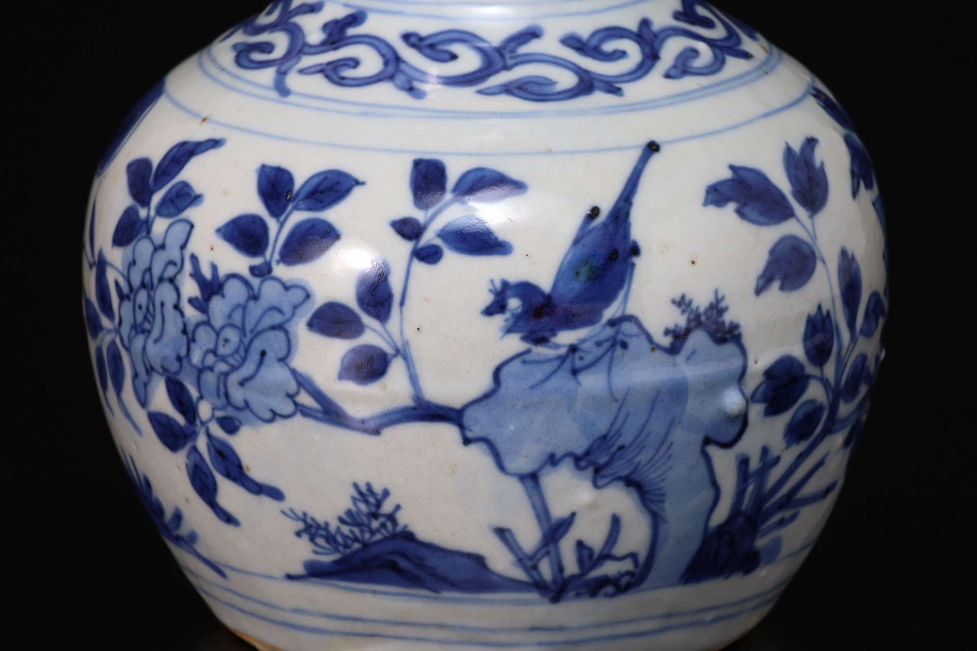 古染付花鳥文瓢形徳利（明時代）-6