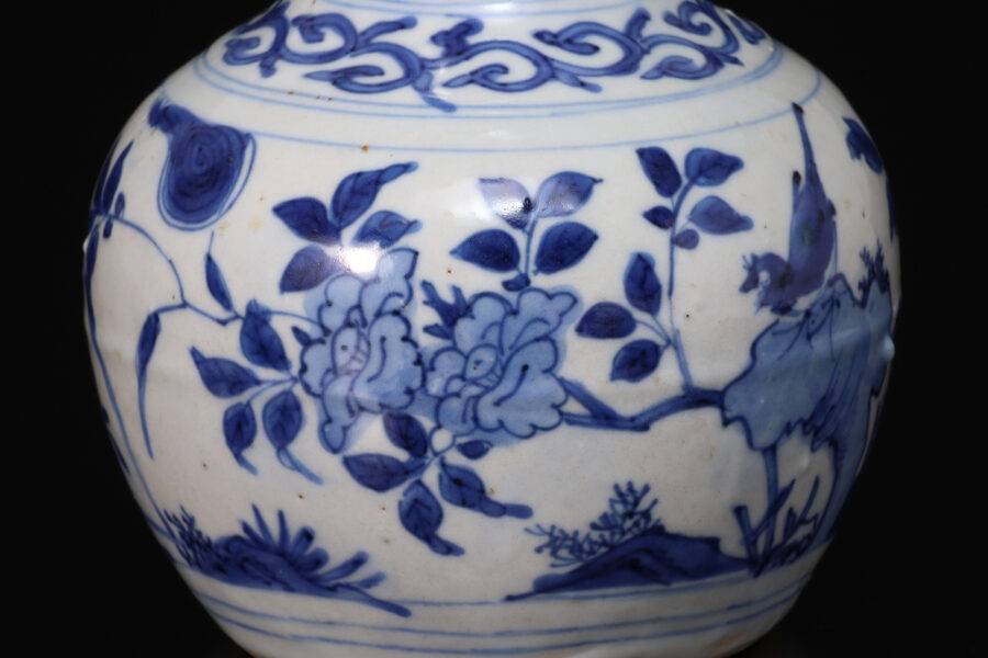 古染付花鳥文瓢形徳利（明時代）-7
