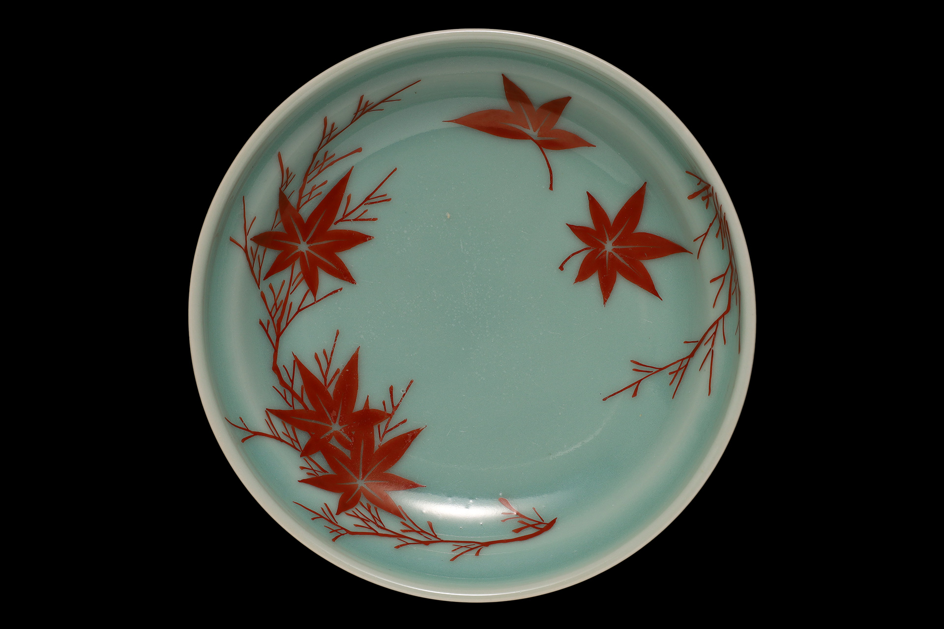 鍋島青磁色絵紅葉文小皿（江戸時代）-1