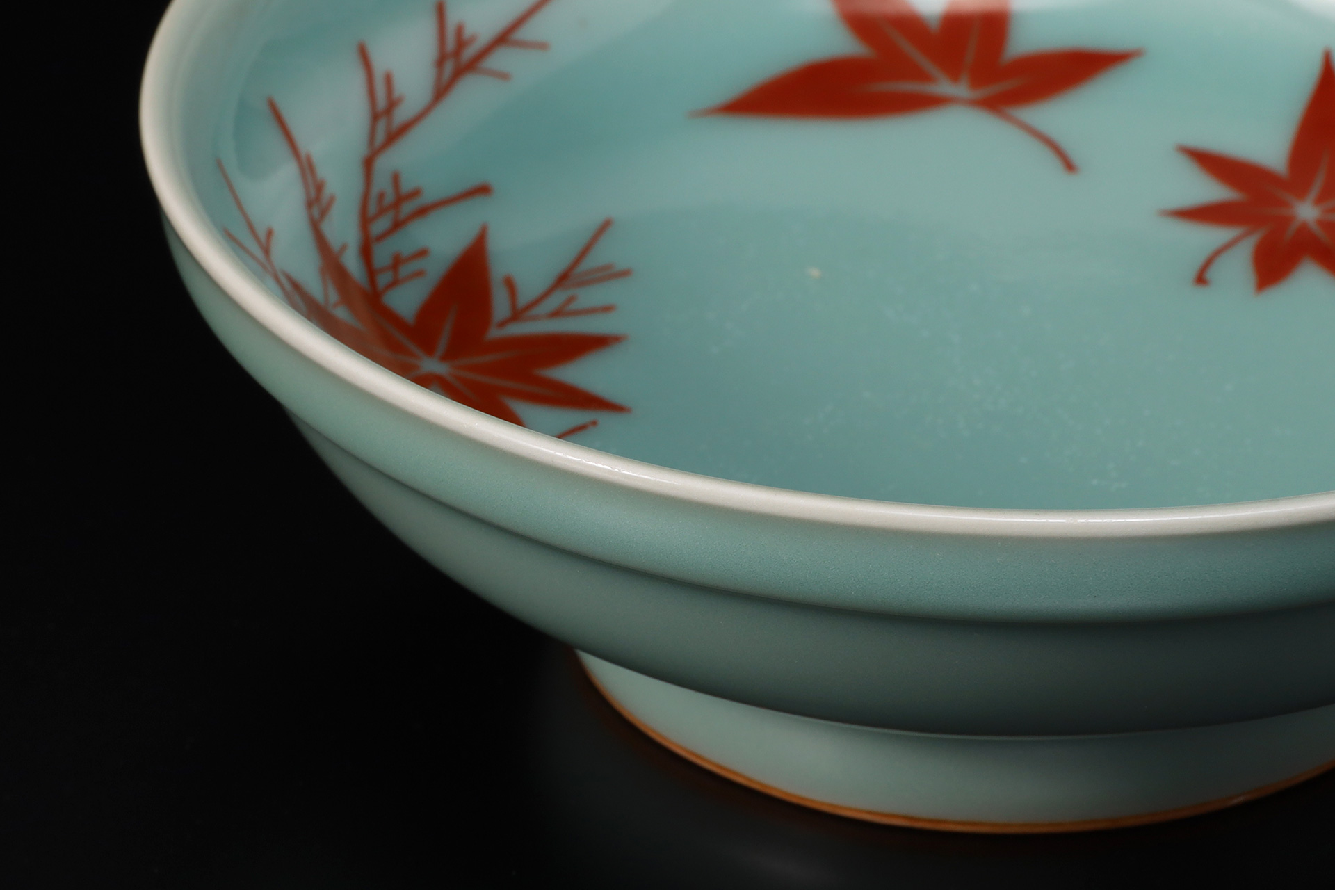 鍋島青磁色絵紅葉文小皿（江戸時代）-5