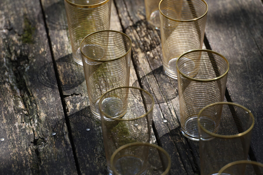 Gold Rimmed Tumblers（10 Pieces / Harumi Baccarat）