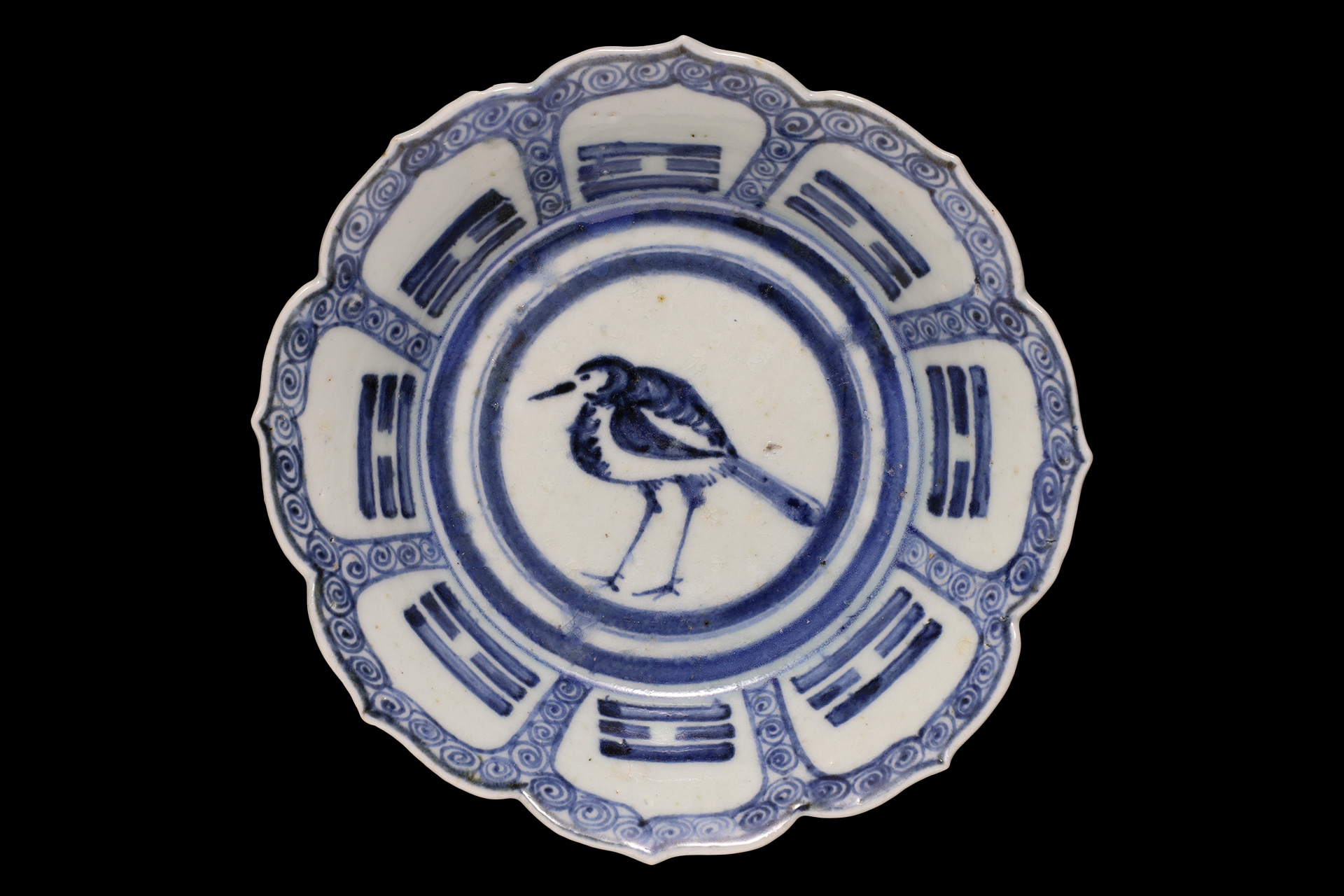 初期伊万里染付鳥文輪花小鉢（江戸時代）-1