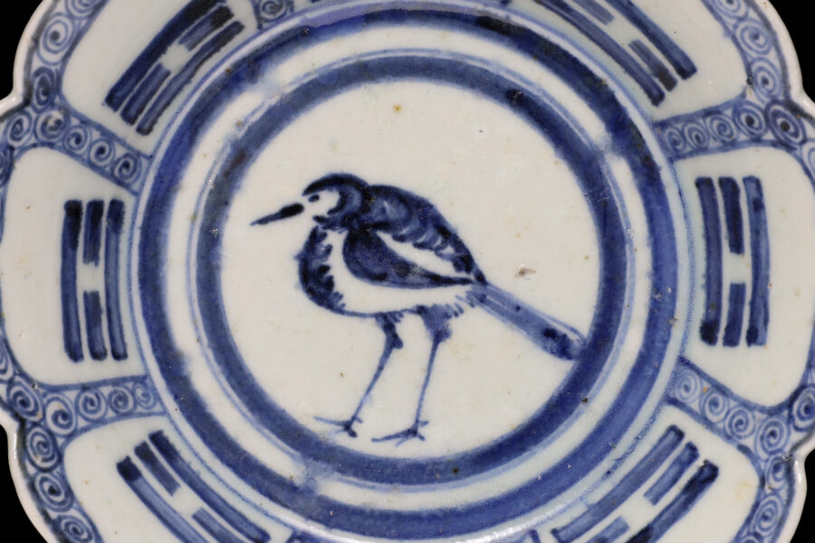 初期伊万里染付鳥文輪花小鉢（江戸時代）-2