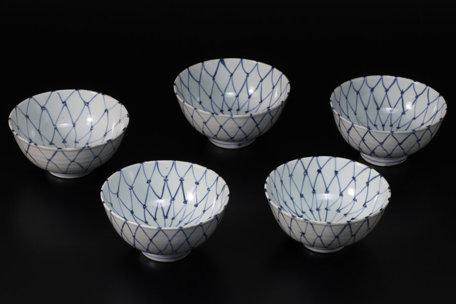 古染付網手向付（五客揃 / 明時代）-1