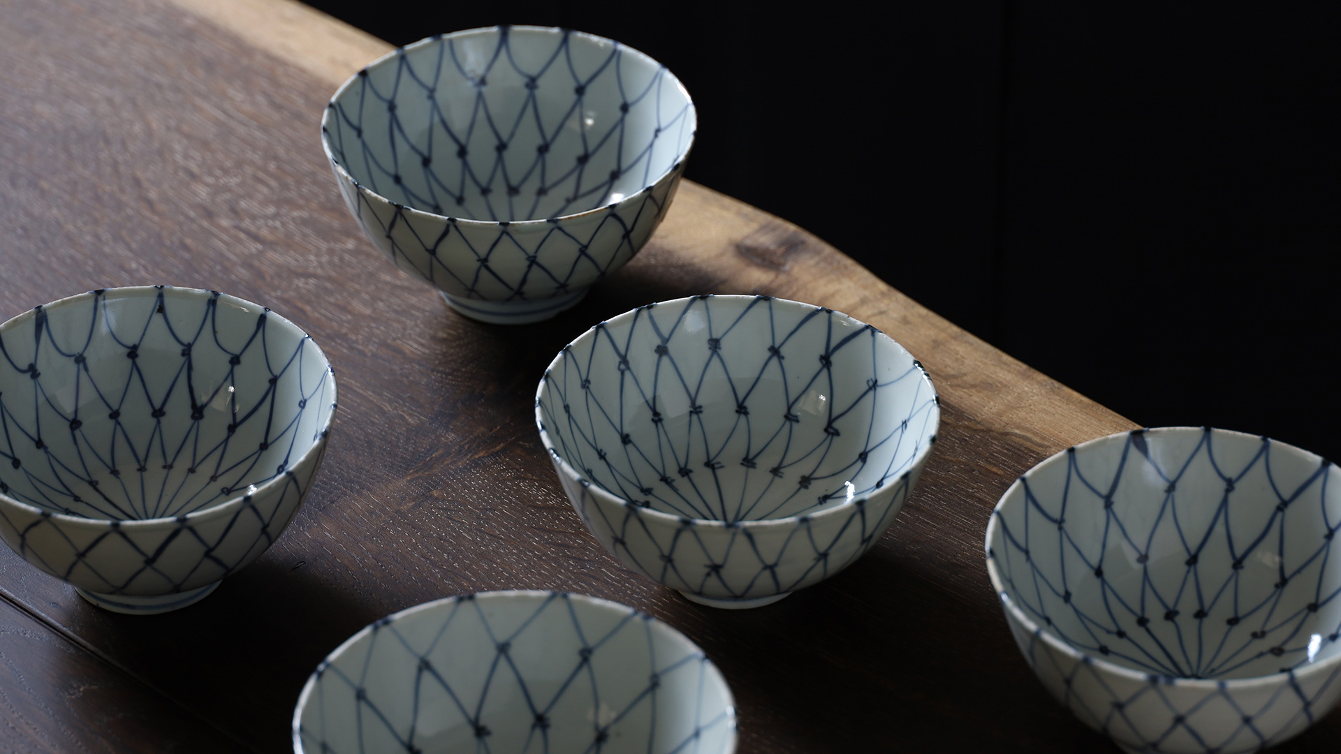 古染付網手向付（五客揃 / 明時代）-y1