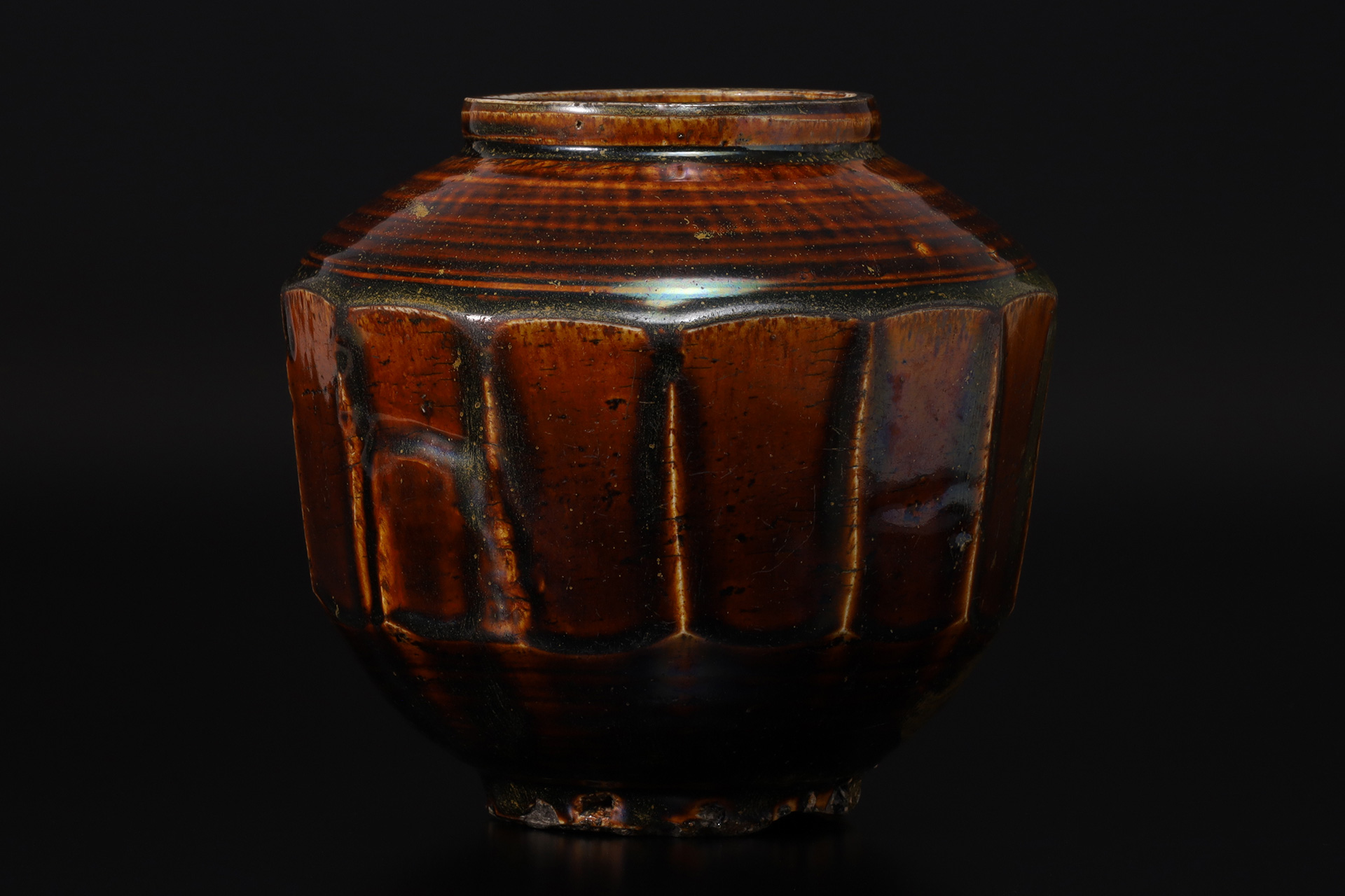 李朝飴釉面取壺（朝鮮時代）-1