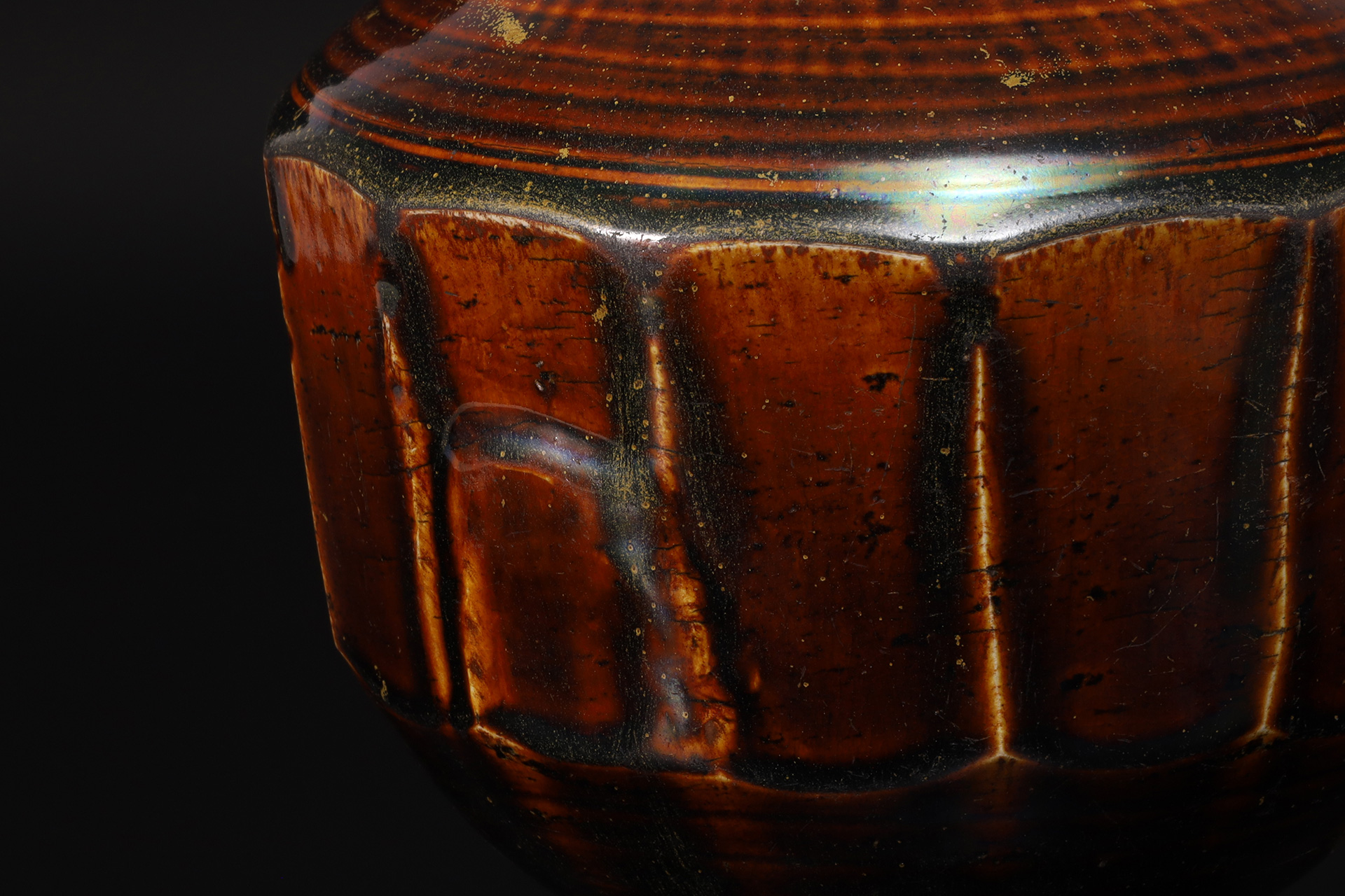 李朝飴釉面取壺（朝鮮時代）-4