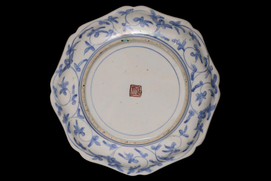 古九谷色絵梅鶯文八角皿(江戸時代)-5