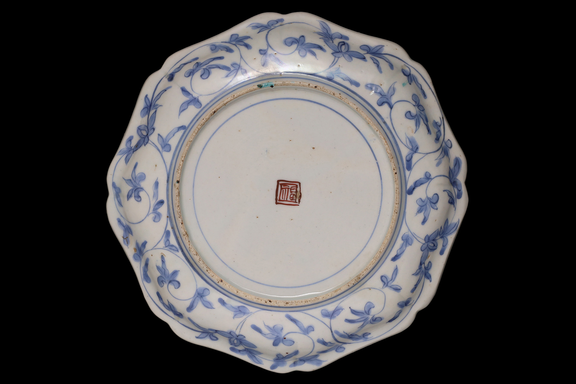 古九谷色絵梅鶯文八角皿（江戸時代）-5