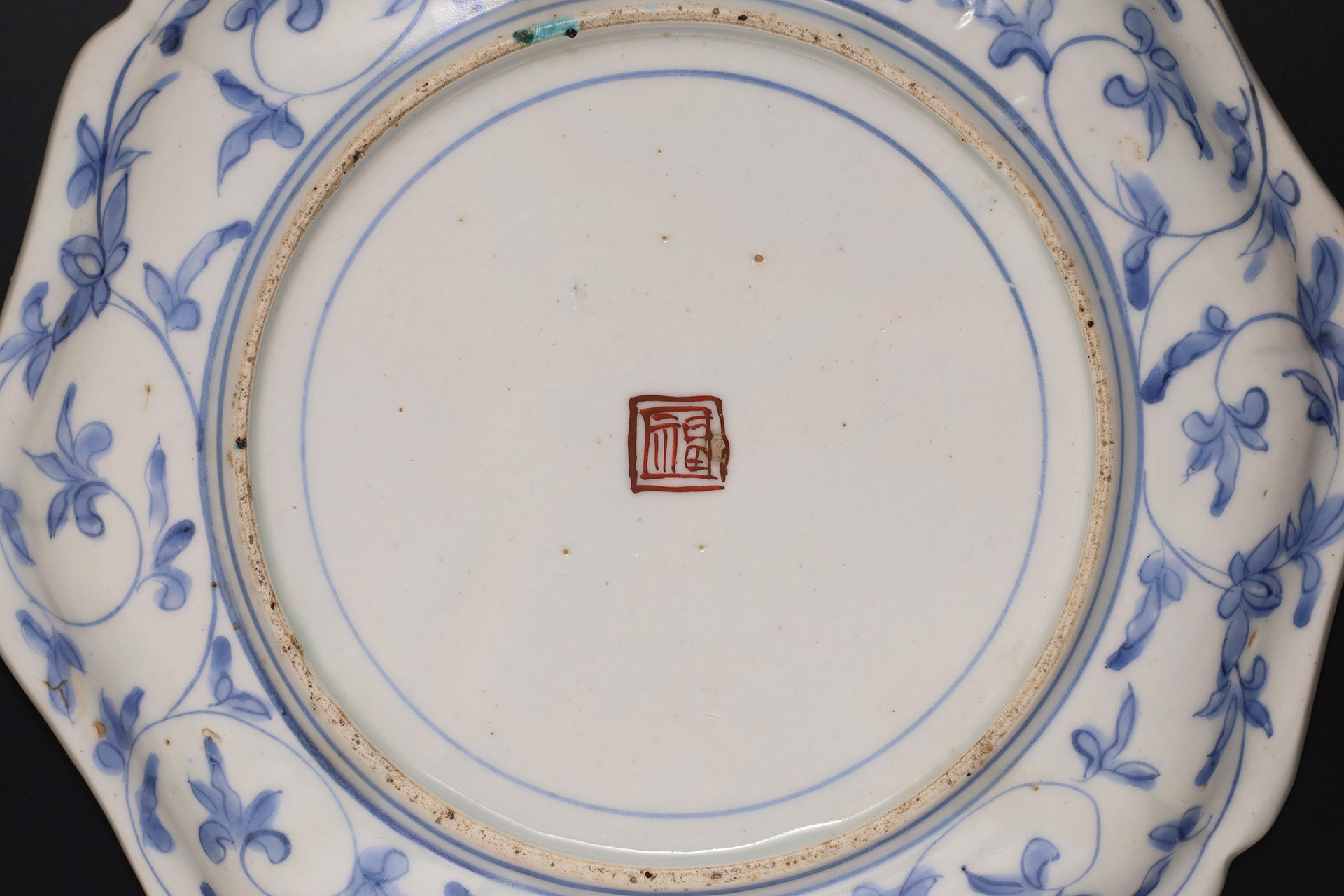 古九谷色絵梅鶯文八角皿（江戸時代）-7