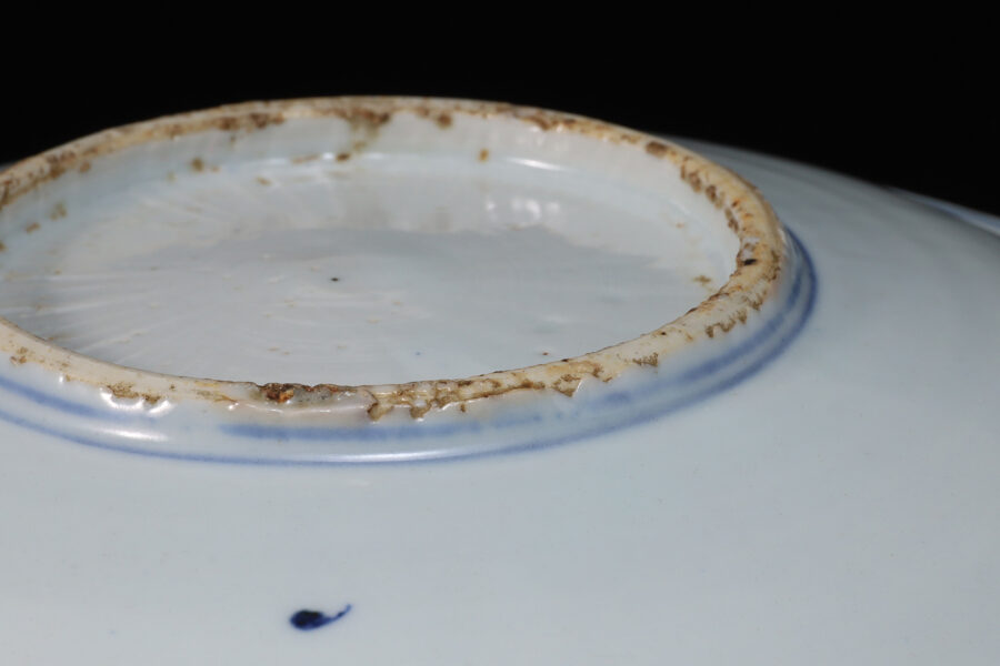 古染付吹墨玉兎文皿(明時代)-8