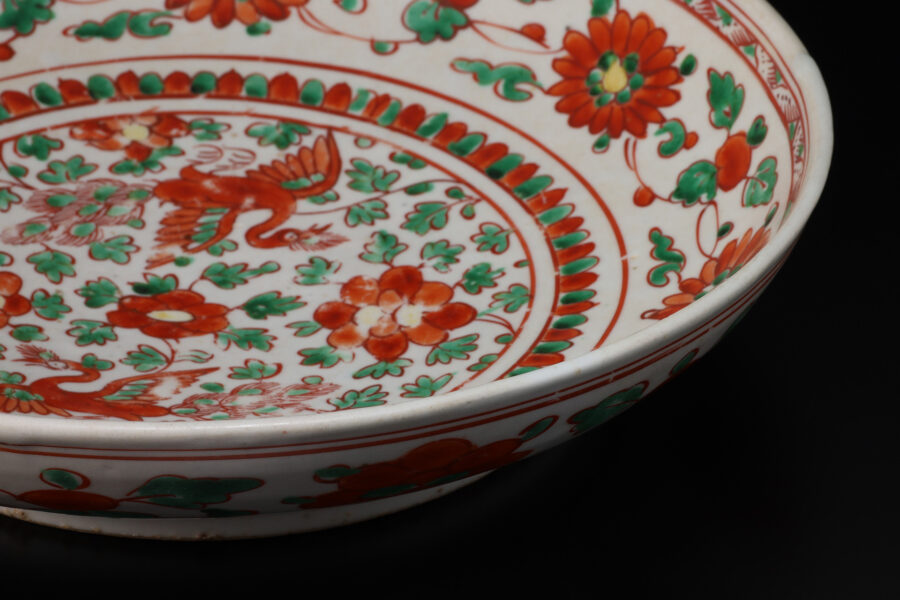 古赤絵唐草孔雀文大盤（明時代 / 所載品）-4