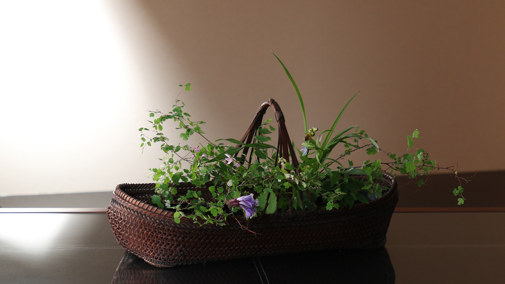 With the Boat Shaped Bamboo Flower Basket