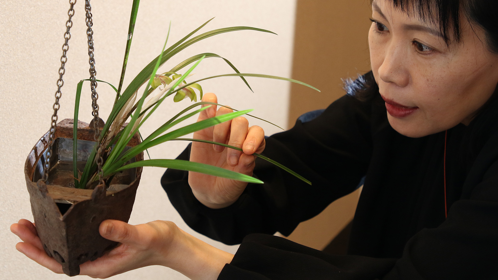 With the Iron Boat shaped Hanging Flower Holder by Shiho Yokokawa-1