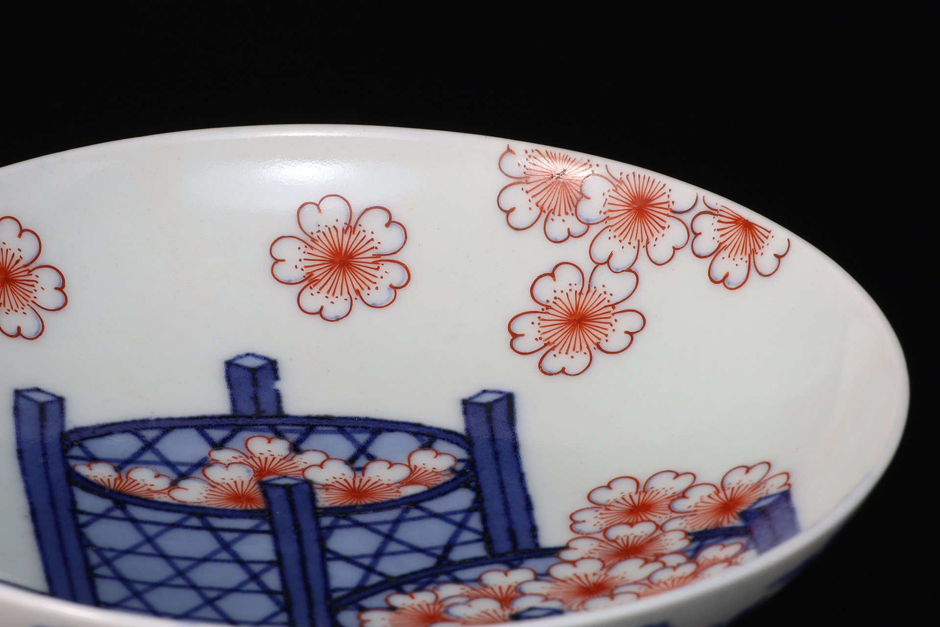 鍋島色絵桜花籃文小皿（江戸時代）-5