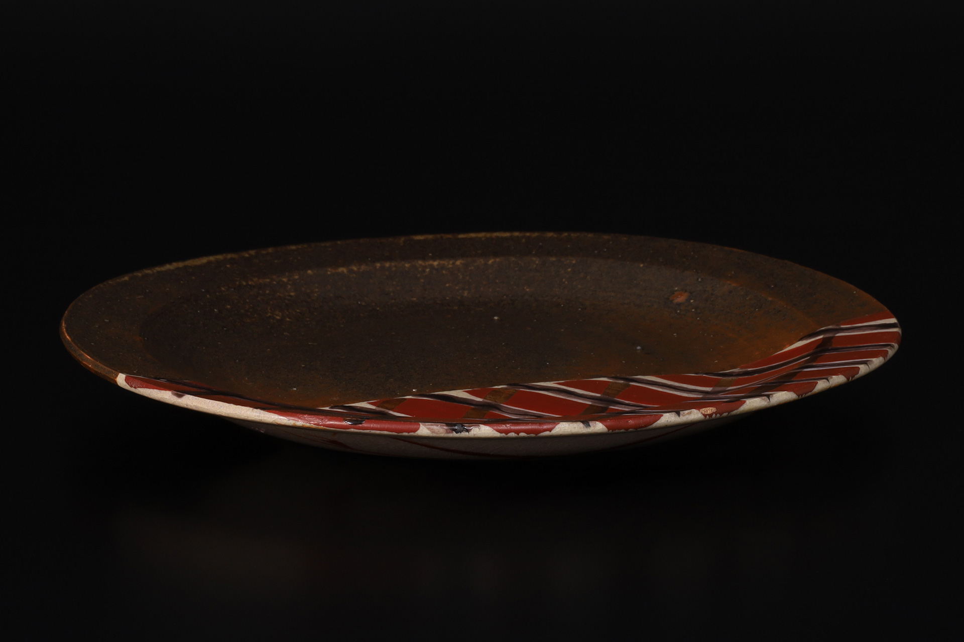 吸坂手色絵格子文皿（北大路魯山人）-2