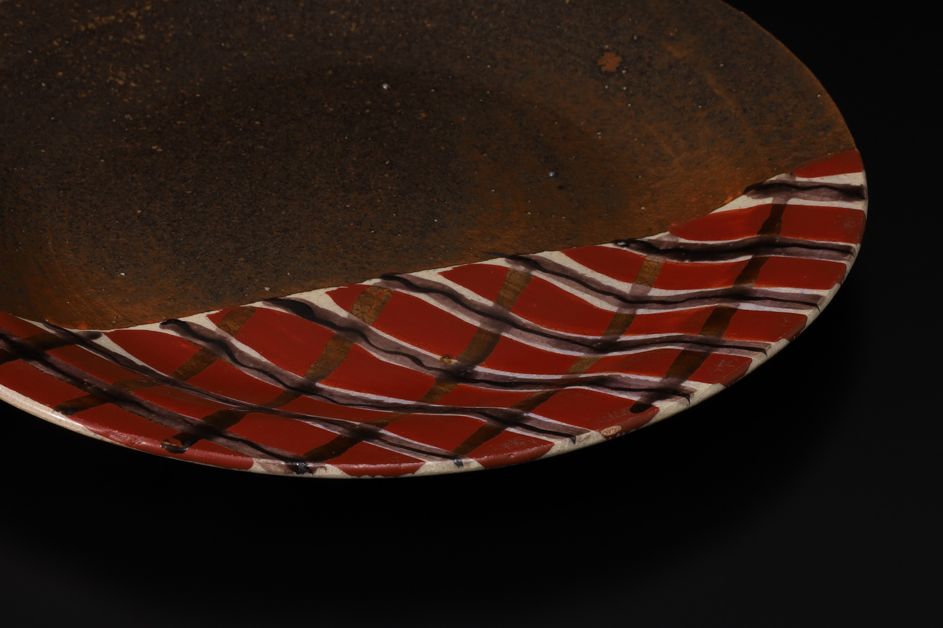 吸坂手色絵格子文皿（北大路魯山人）-4