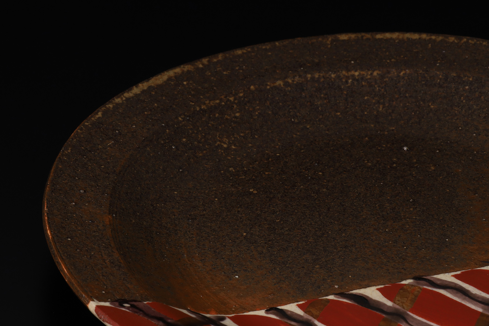 吸坂手色絵格子文皿（北大路魯山人）-5