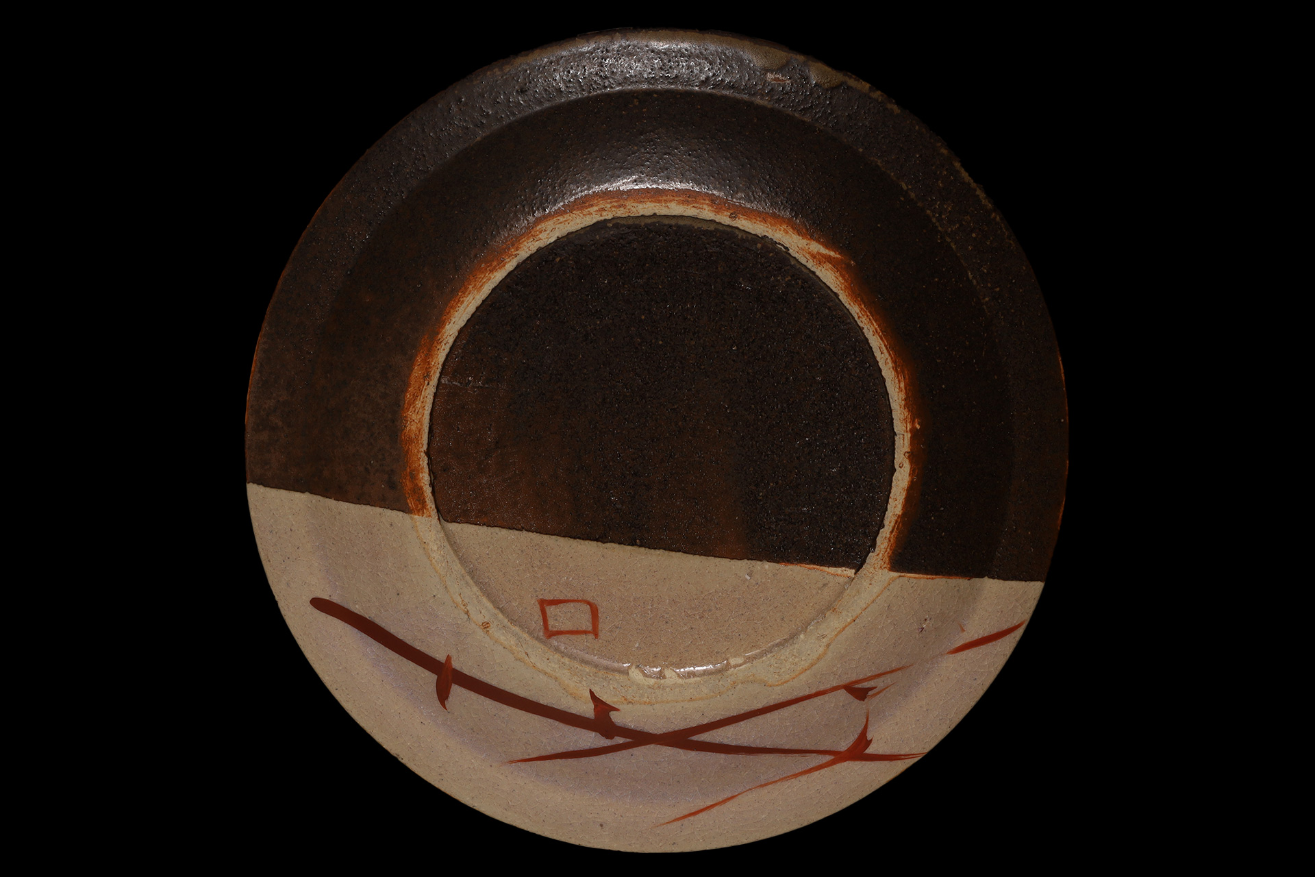 吸坂手色絵格子文皿（北大路魯山人）-6