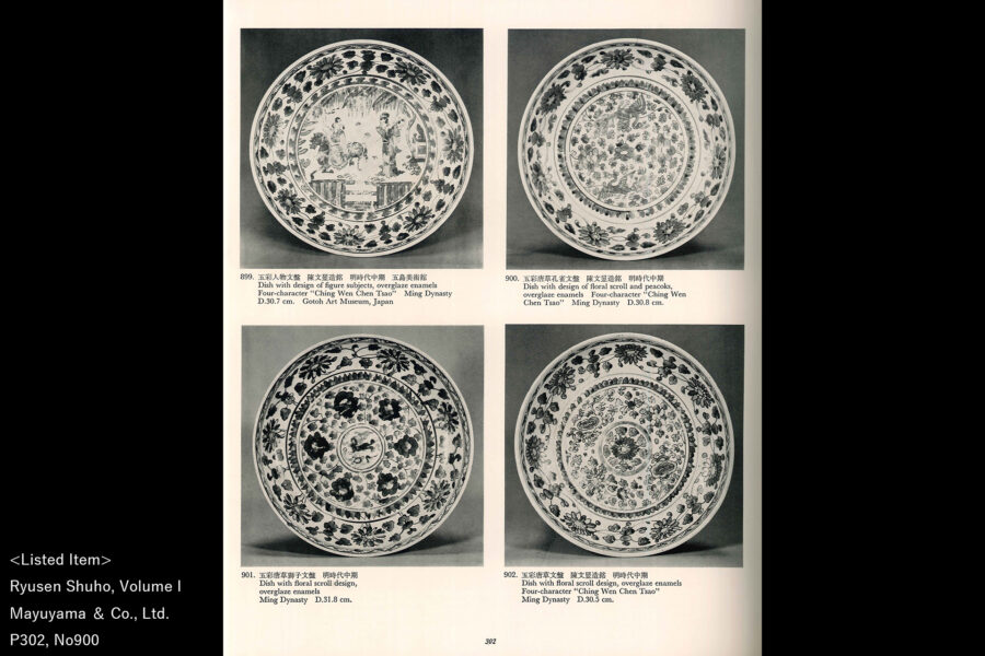 古赤絵唐草孔雀文大盤（明時代 / 所載品）-15