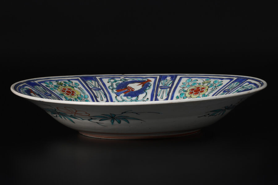 初期色絵芙蓉手花鳥文大皿（江戸時代）-2