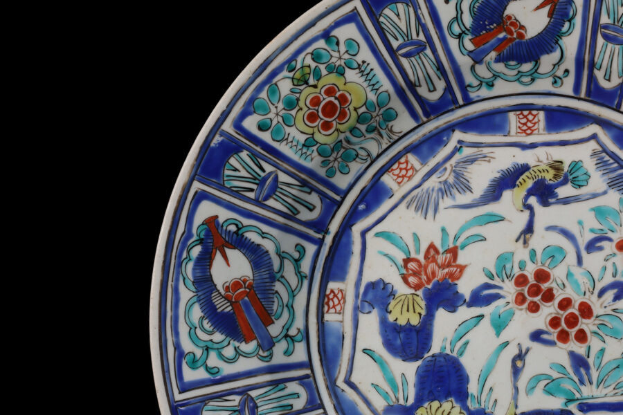 初期色絵芙蓉手花鳥文大皿（江戸時代）-5