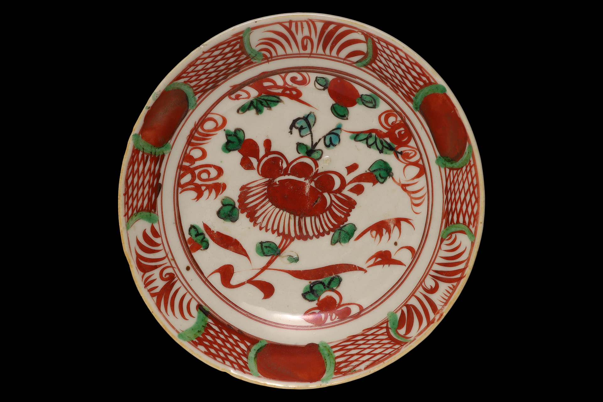 呉須赤絵牡丹文皿（明時代）-1