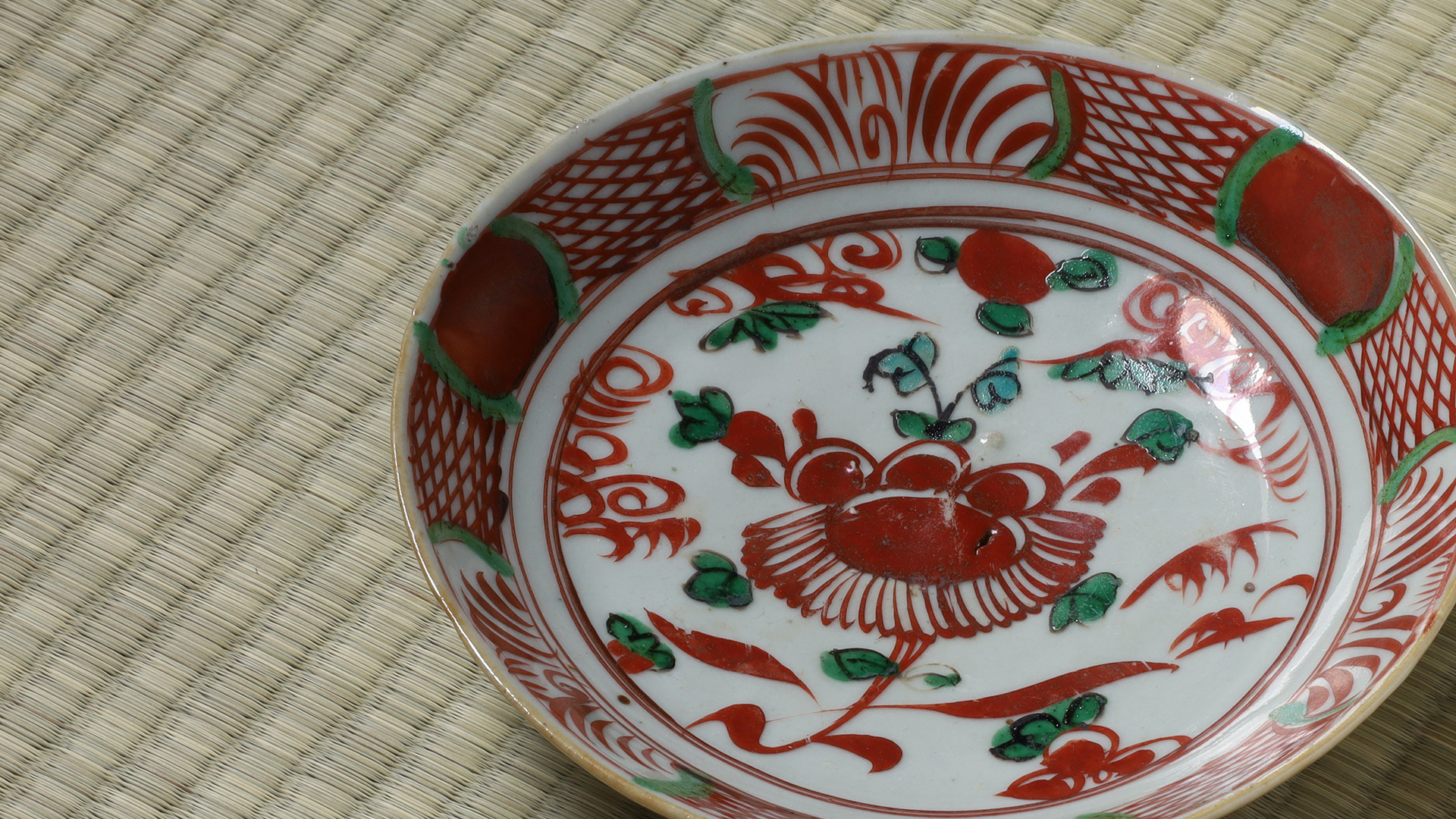 呉須赤絵牡丹文皿（明時代）-y1